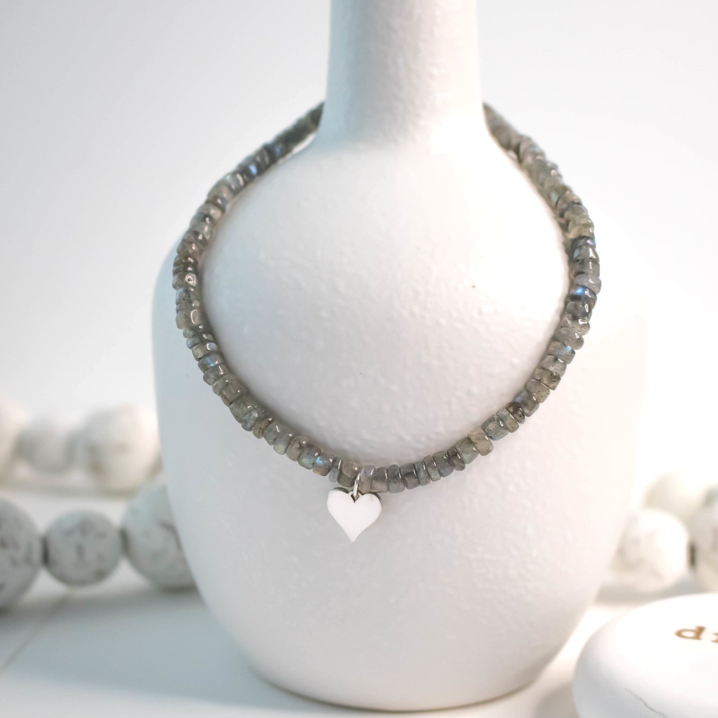 Elegant Labradorite Heart Necklace-Womens-LittleGreenRoomJewelry-LittleGreenRoomJewelry