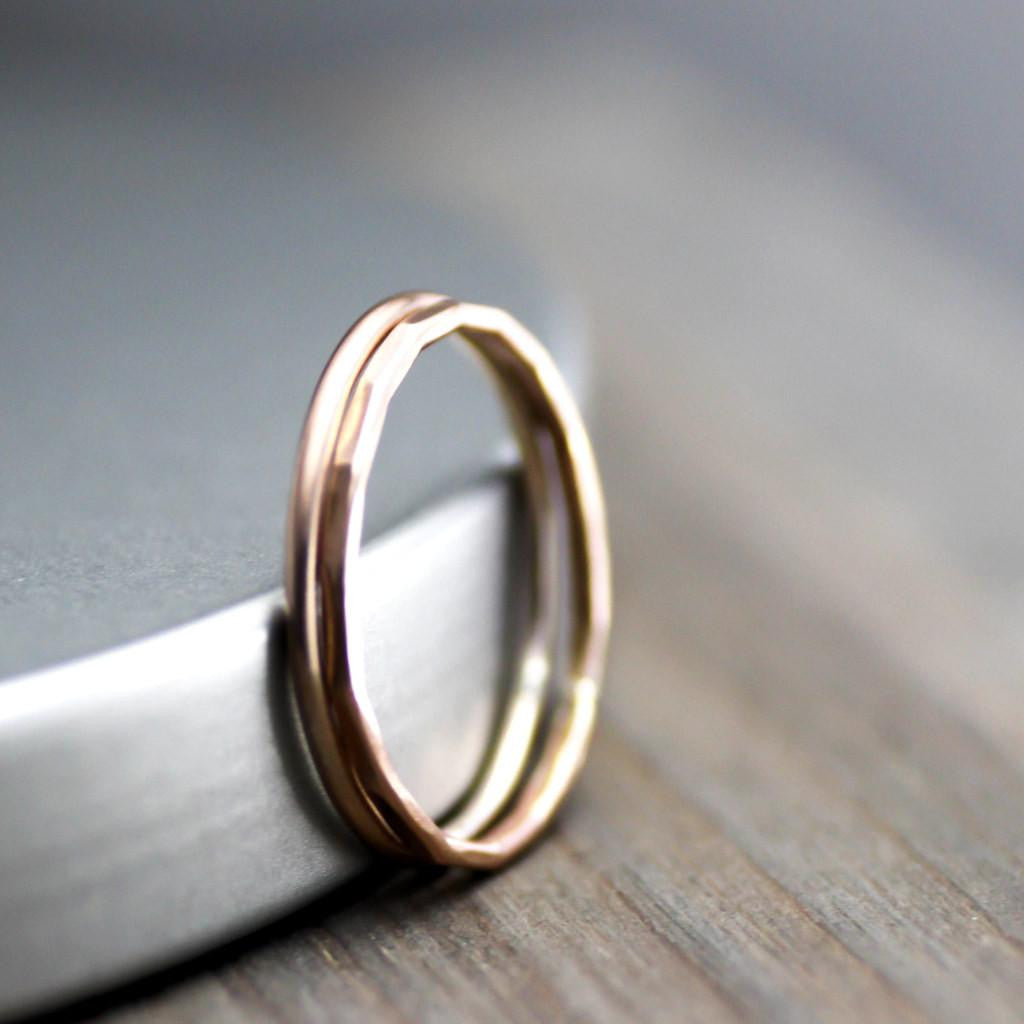 Rose Gold Stacking Ring, Set Of Two Stack Rings-Womens-LittleGreenRoomJewelry-LittleGreenRoomJewelry