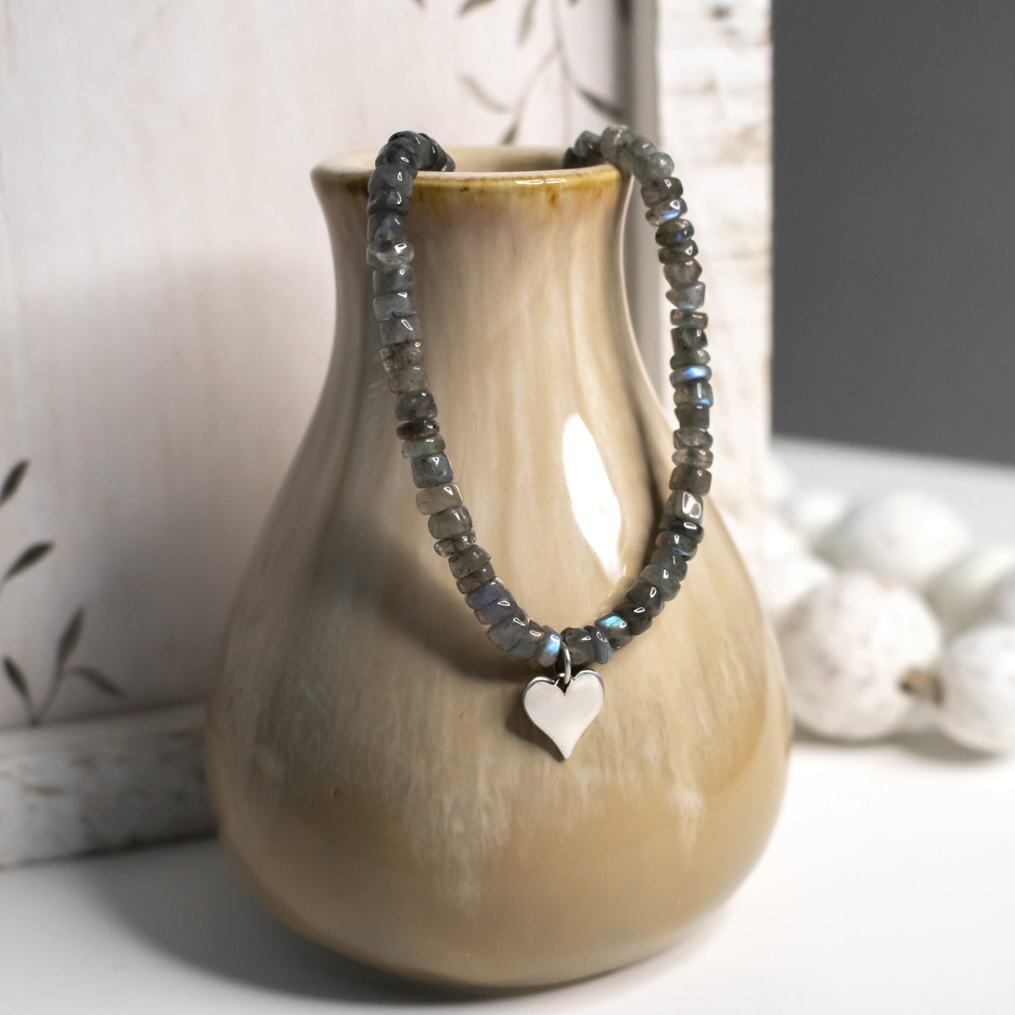 Elegant Labradorite Heart Necklace-Womens-LittleGreenRoomJewelry-LittleGreenRoomJewelry