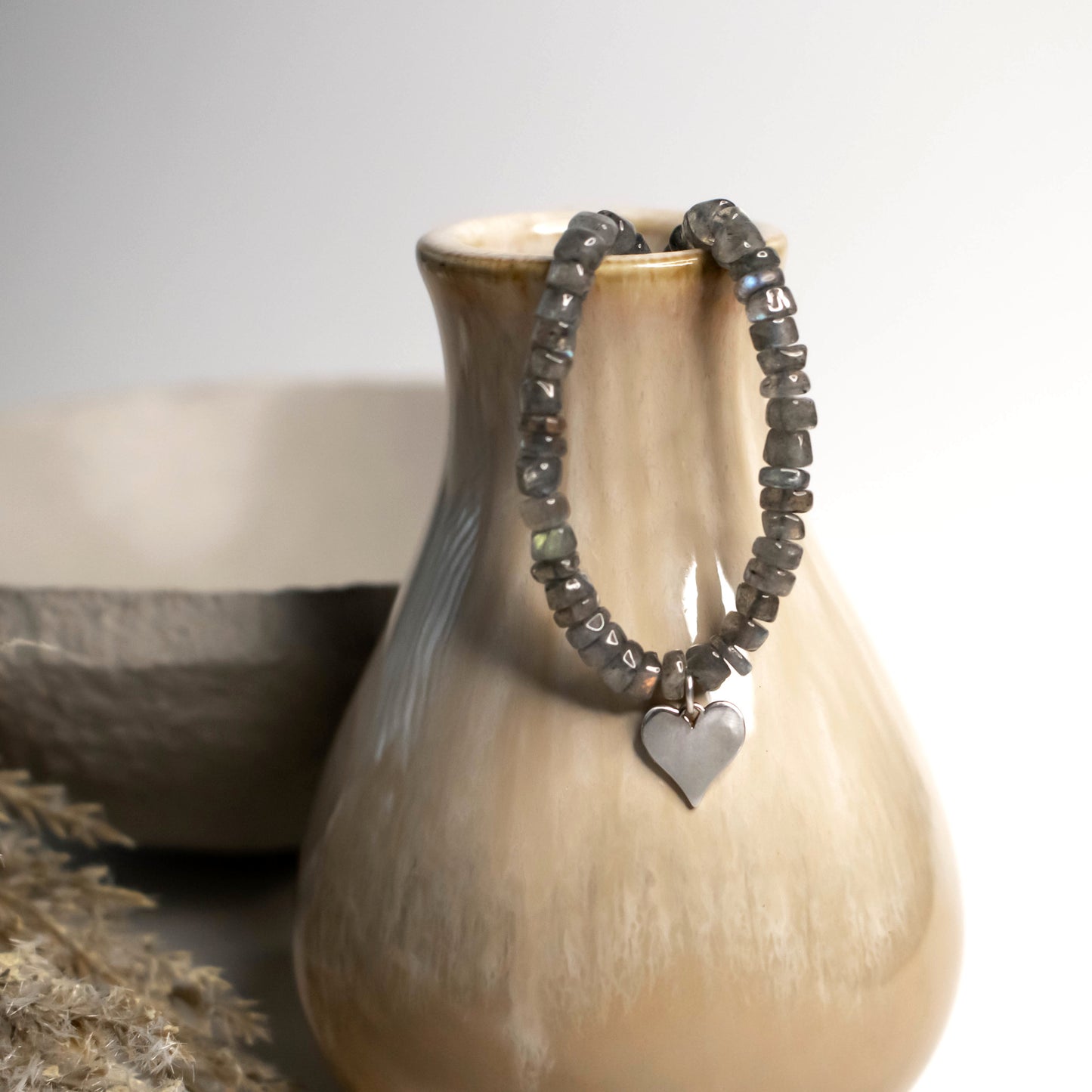 Elegant Labradorite Heart Necklace-Womens-LittleGreenRoomJewelry-LittleGreenRoomJewelry