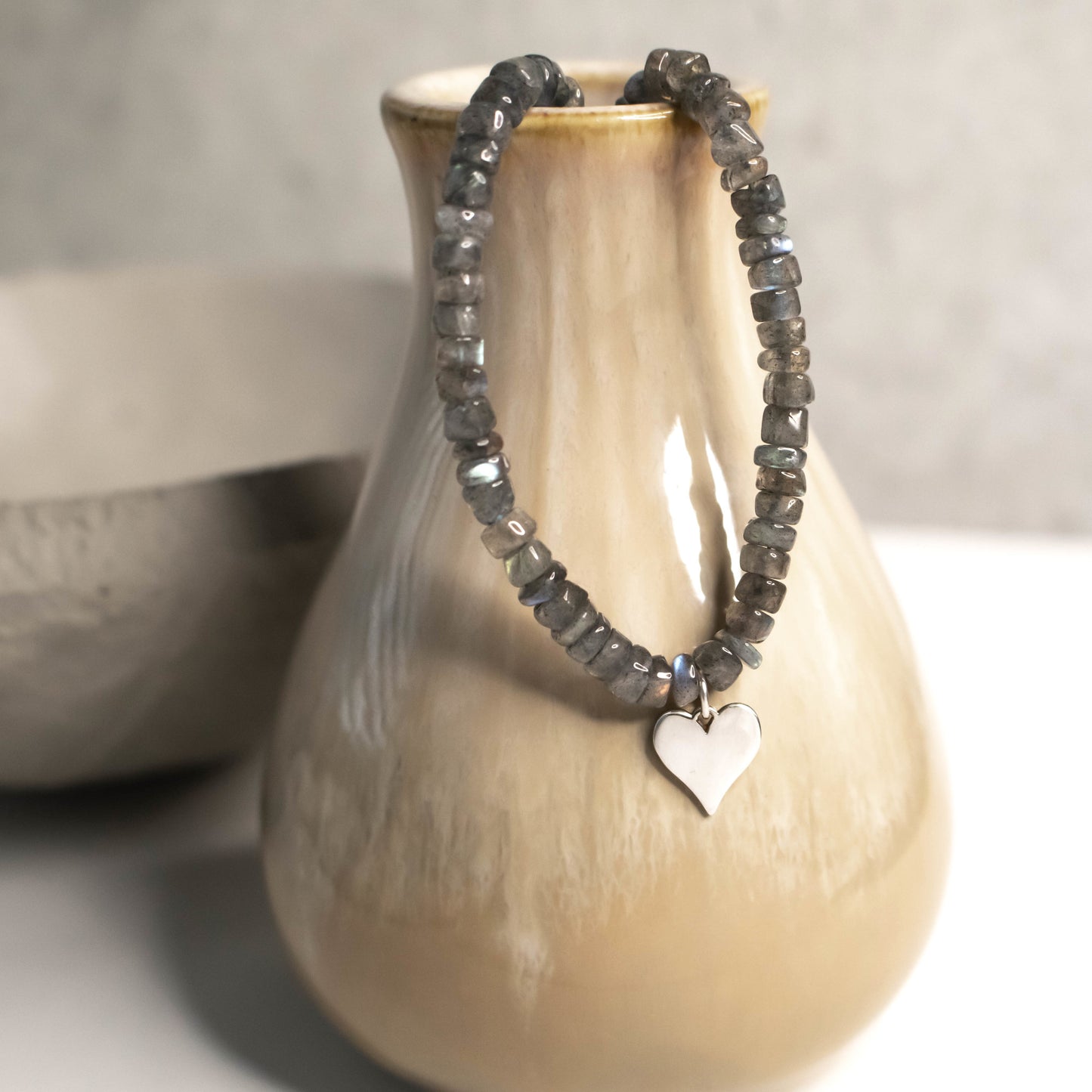 Elegant Labradorite Heart Necklace-Womens-LittleGreenRoomJewelry-LittleGreenRoomJewelry
