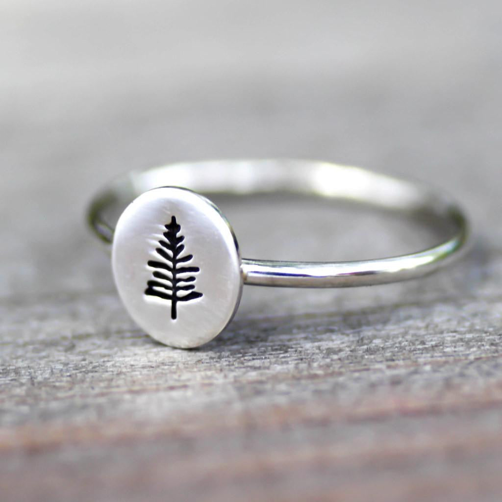 Little Northwoods Pine Tree Ring- Pine Tree Stack Ring-Womens-LittleGreenRoomJewelry-LittleGreenRoomJewelry