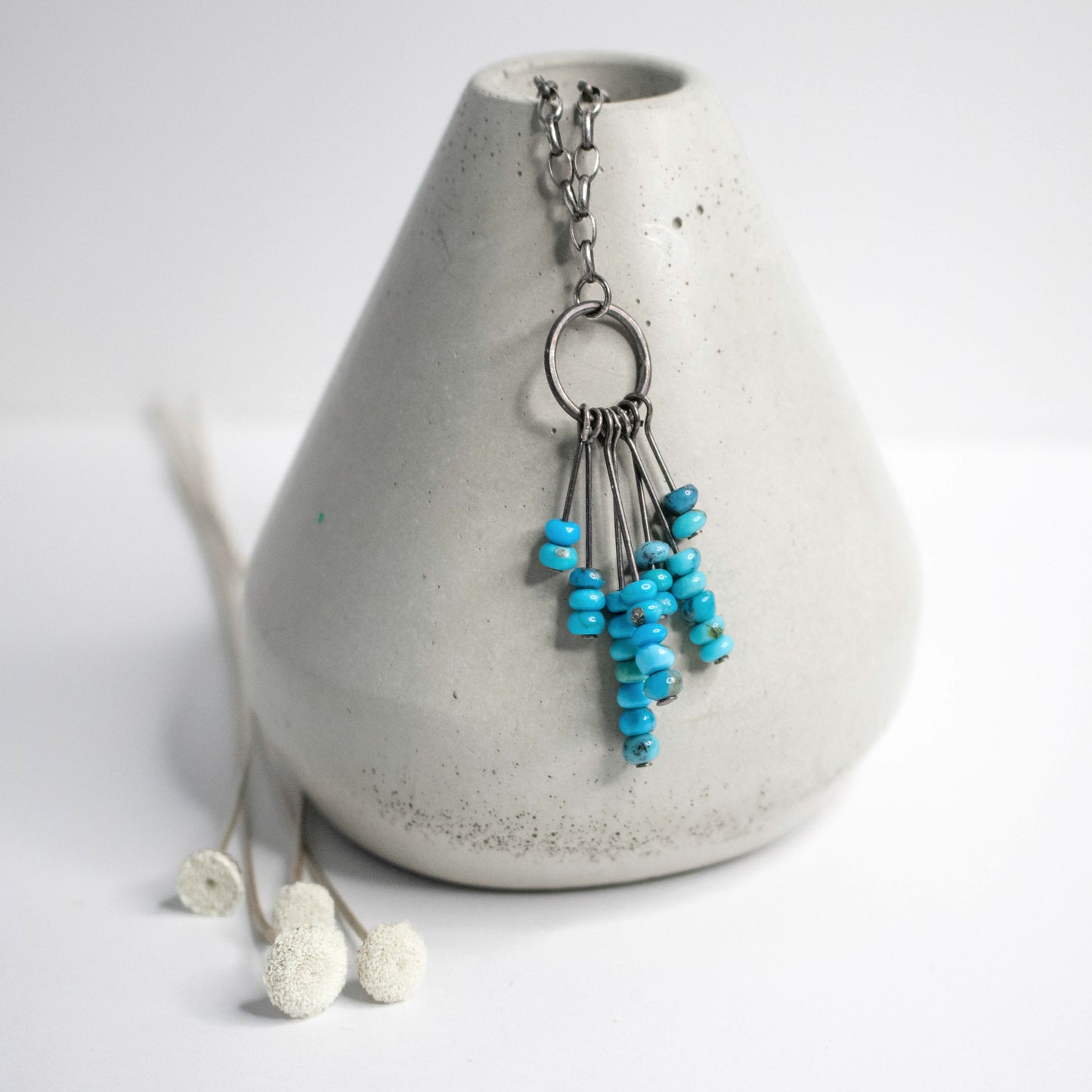 Sleeping Beauty Turquoise Fringe Necklace-Womens-LittleGreenRoomJewelry-LittleGreenRoomJewelry
