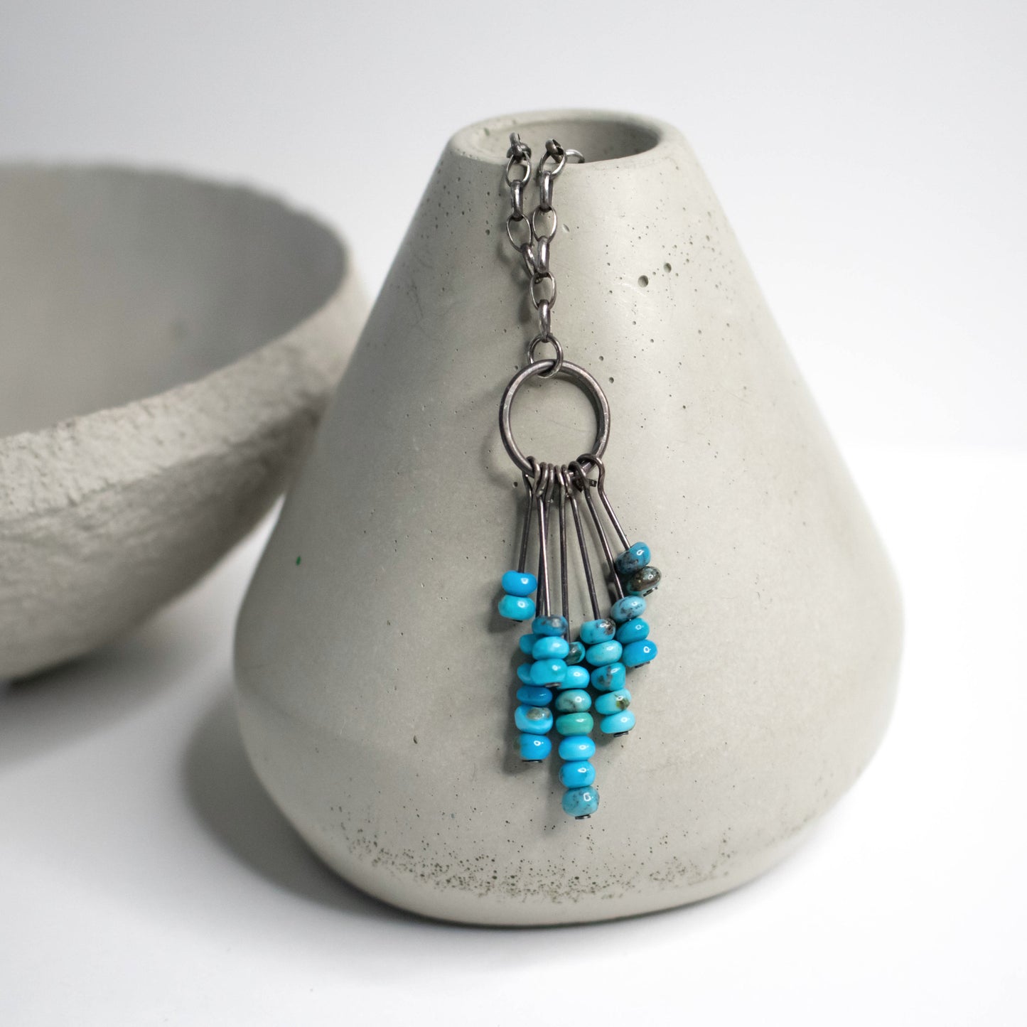 Sleeping Beauty Turquoise Fringe Necklace-Womens-LittleGreenRoomJewelry-LittleGreenRoomJewelry
