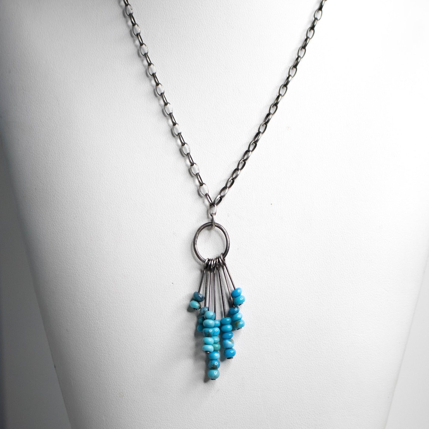 Sleeping Beauty Turquoise Fringe Necklace-Womens-LittleGreenRoomJewelry-LittleGreenRoomJewelry