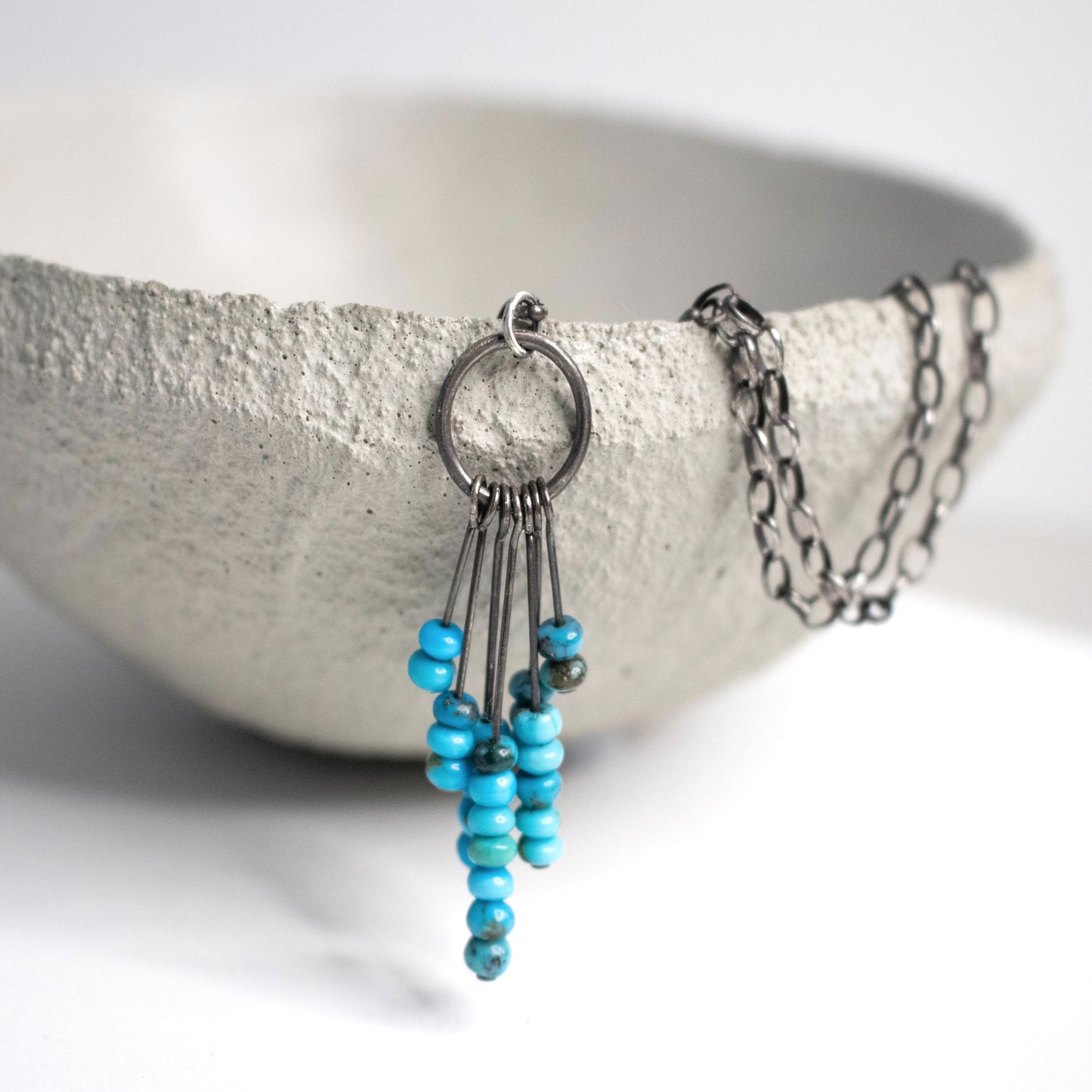 Sleeping Beauty Turquoise Fringe Necklace-Womens-LittleGreenRoomJewelry-LittleGreenRoomJewelry