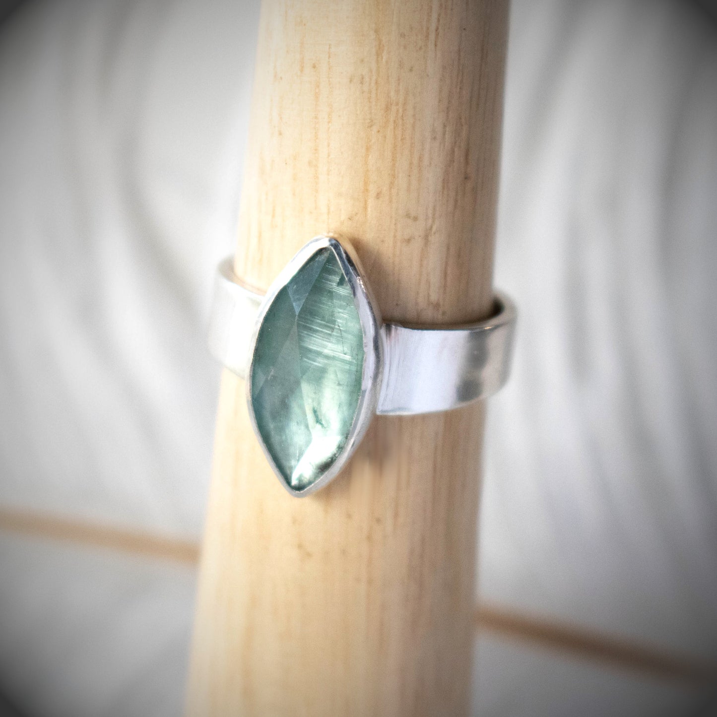 Faceted Aqua Kyanite Ring Set-Womens-LittleGreenRoomJewelry-LittleGreenRoomJewelry