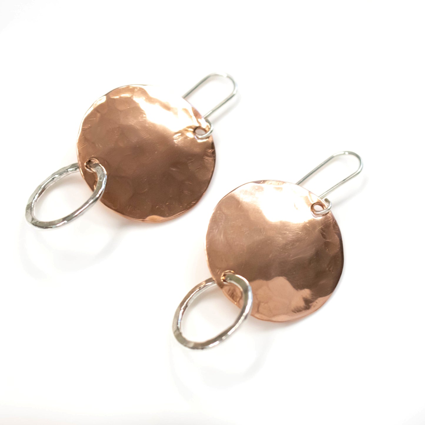 Modern Copper Hammered Disk Earrings-Womens-LittleGreenRoomJewelry-LittleGreenRoomJewelry