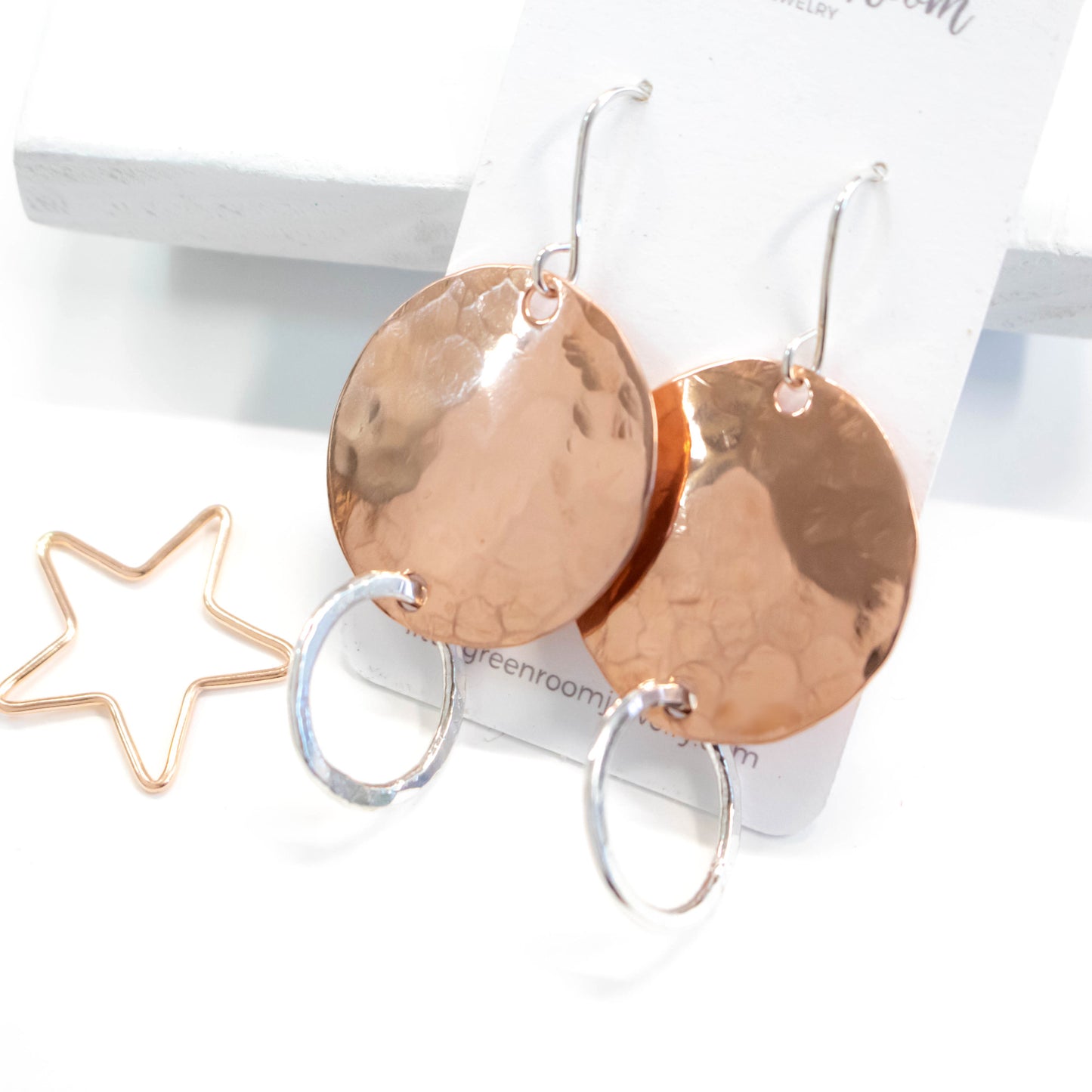 Modern Copper Hammered Disk Earrings-Womens-LittleGreenRoomJewelry-LittleGreenRoomJewelry