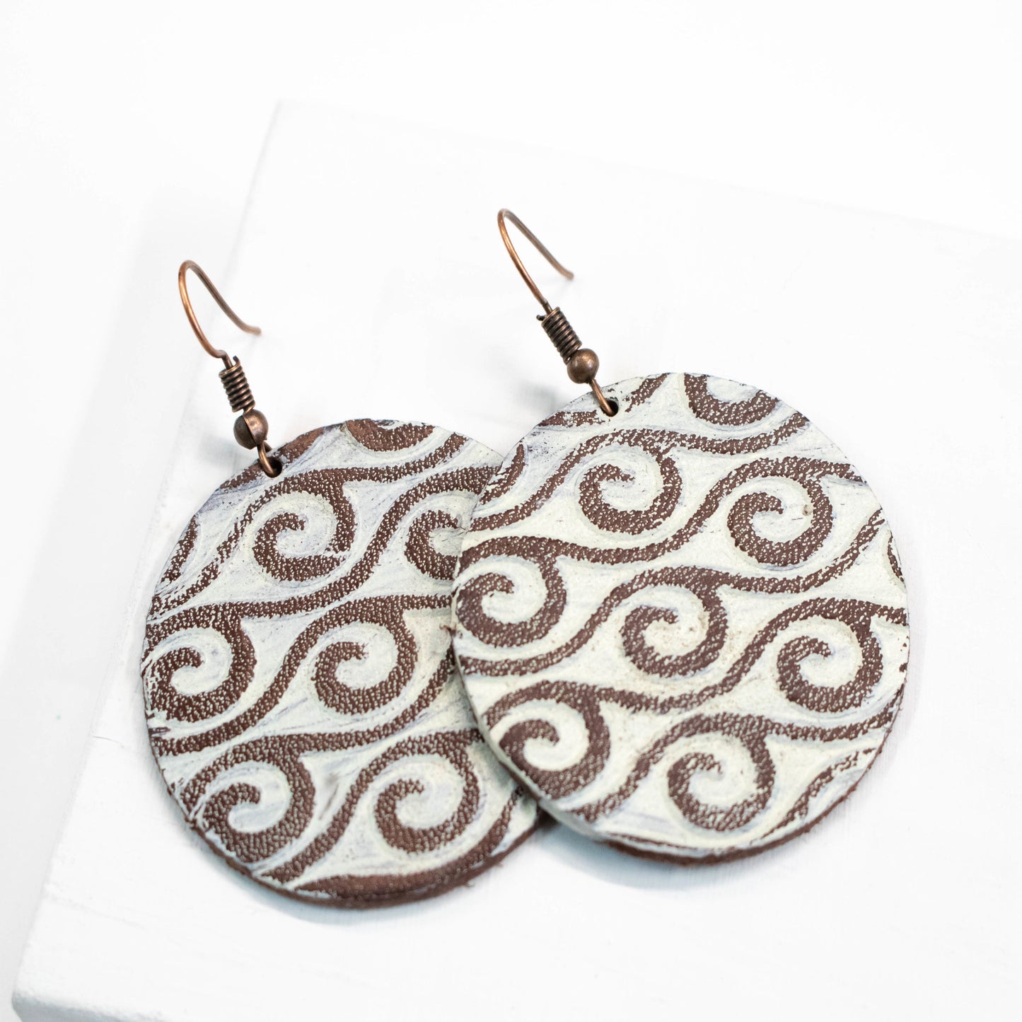 Beach Waves Leather Earrings-Womens-LittleGreenRoomJewelry-LittleGreenRoomJewelry