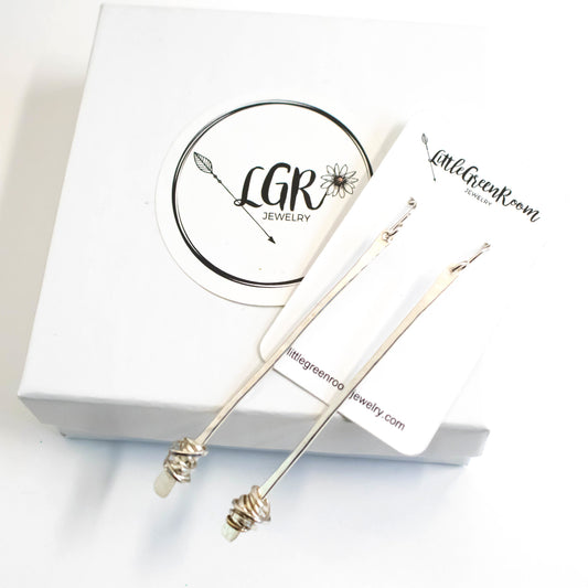 Sterling Wire Wrapped Stix Earrings-Womens-LittleGreenRoomJewelry-LittleGreenRoomJewelry