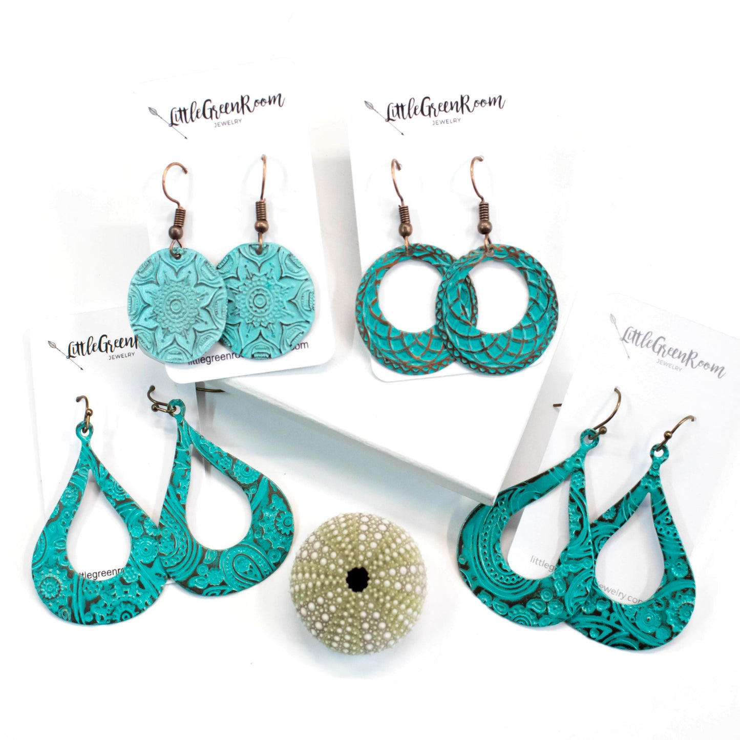 At The Beach Babe Turquoise Hoop Earrings-Womens-LittleGreenRoomJewelry-LittleGreenRoomJewelry