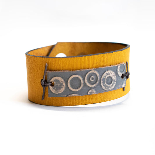 Mod Yellow Leather Cuff Bracelet-Womens-LittleGreenRoomJewelry-LittleGreenRoomJewelry