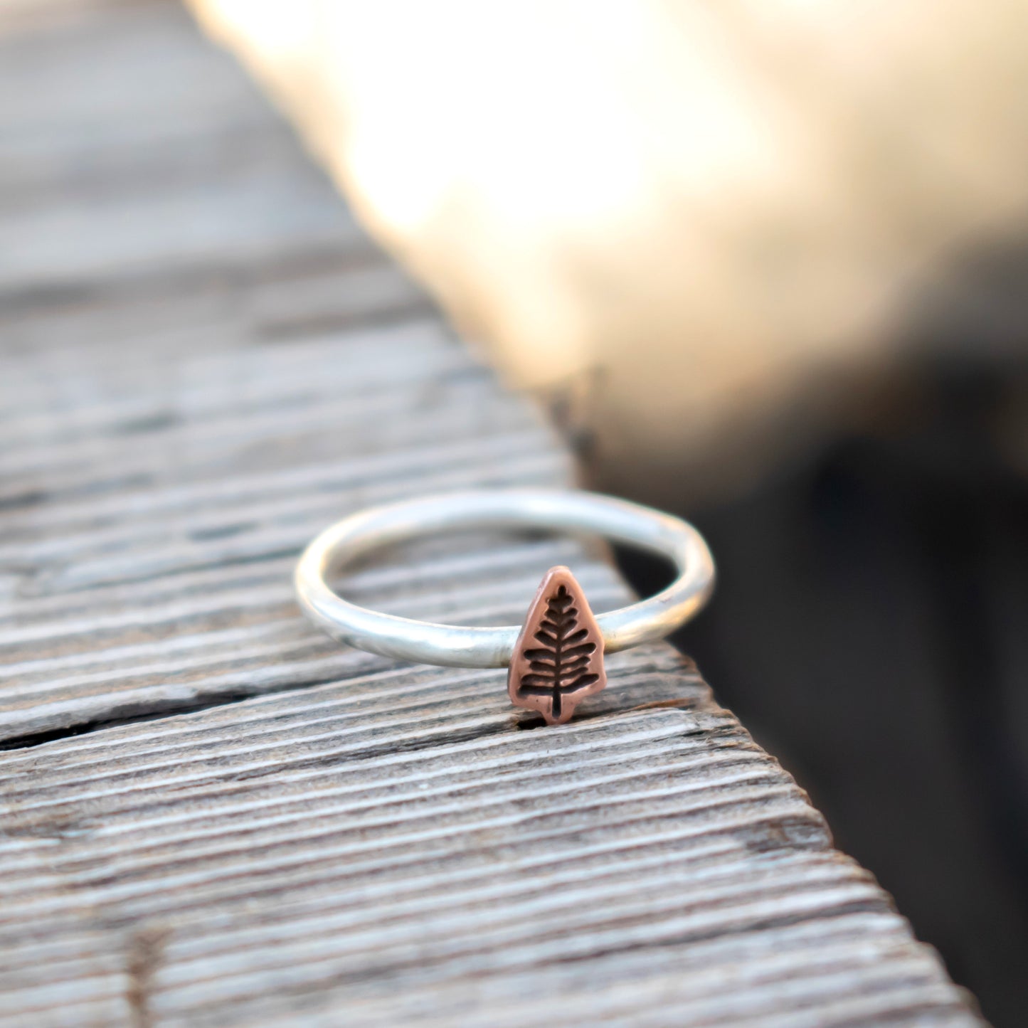 Little Copper Pine Tree Stack Ring-Womens-LittleGreenRoomJewelry-LittleGreenRoomJewelry