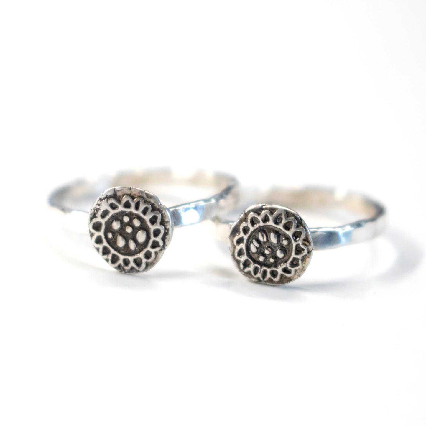Sweet Sterling Silver Sunflower Stack Ring-Womens-LittleGreenRoomJewelry-LittleGreenRoomJewelry