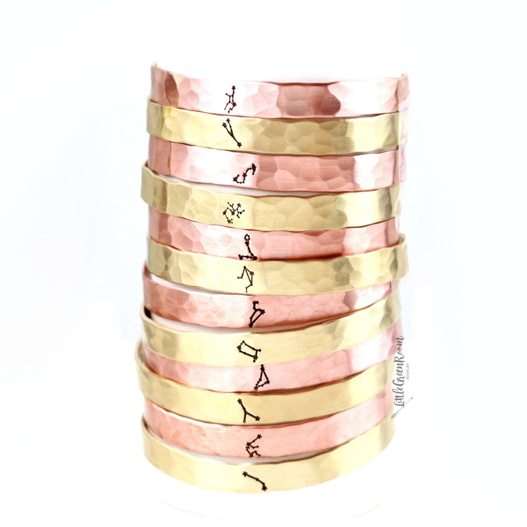 Zodiac Constellation Cuff Bracelet-Womens-LittleGreenRoomJewelry-LittleGreenRoomJewelry