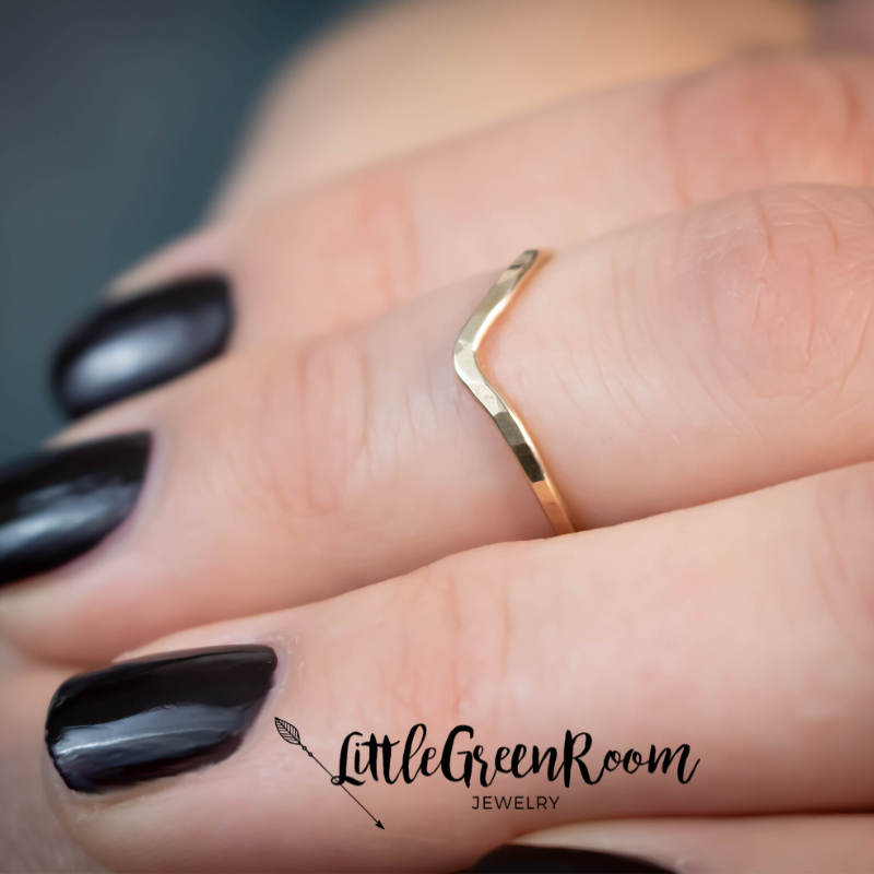 Gold Or Silver Chevron Stacking Ring-Womens-LittleGreenRoomJewelry-LittleGreenRoomJewelry