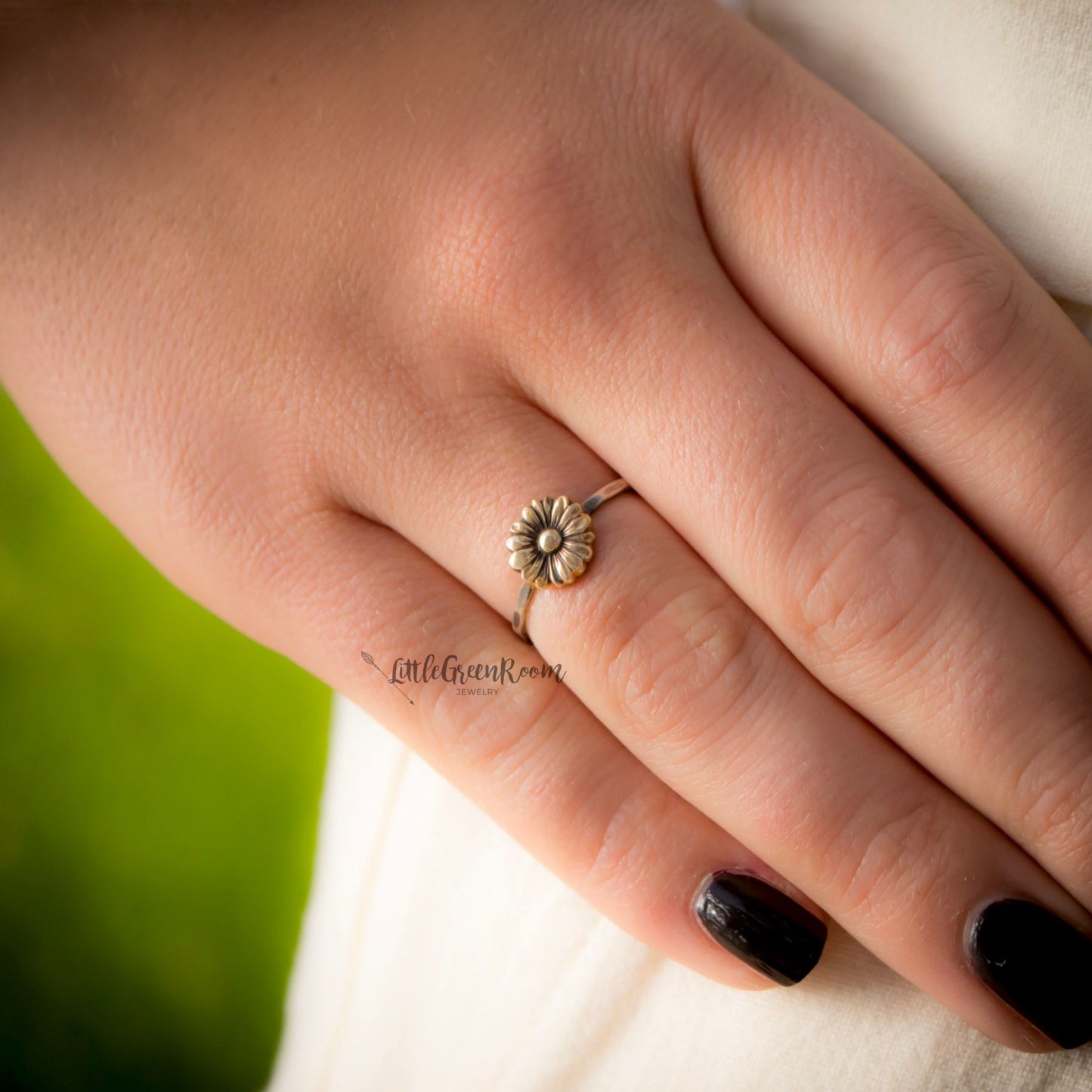 Sweet Boho Sunflower Stacking Ring-Womens-LitttleGreenRoomJewelry-LittleGreenRoomJewelry