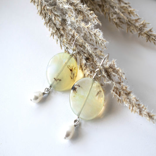 Pale Yellow Beaded Freshwater Pearl Earrings-Womens-LittleGreenRoomJewelry-LittleGreenRoomJewelry