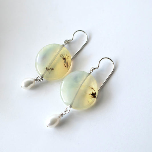 Pale Yellow Beaded Freshwater Pearl Earrings-Womens-LittleGreenRoomJewelry-LittleGreenRoomJewelry