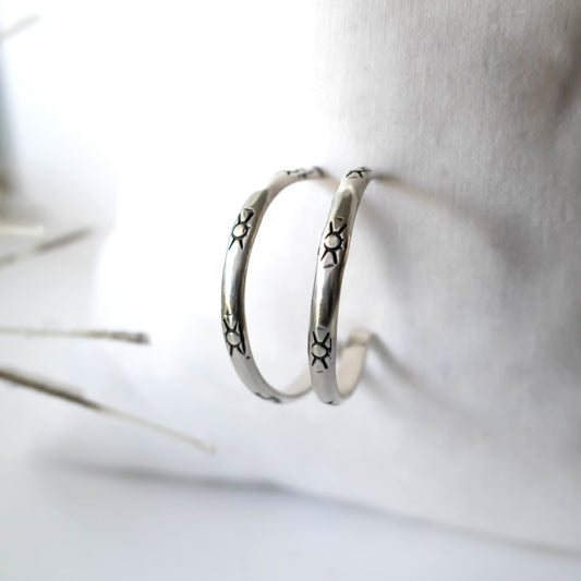 Sterling Silver Sun Hoops-Womens-LittleGreenRoomJewelry-LittleGreenRoomJewelry