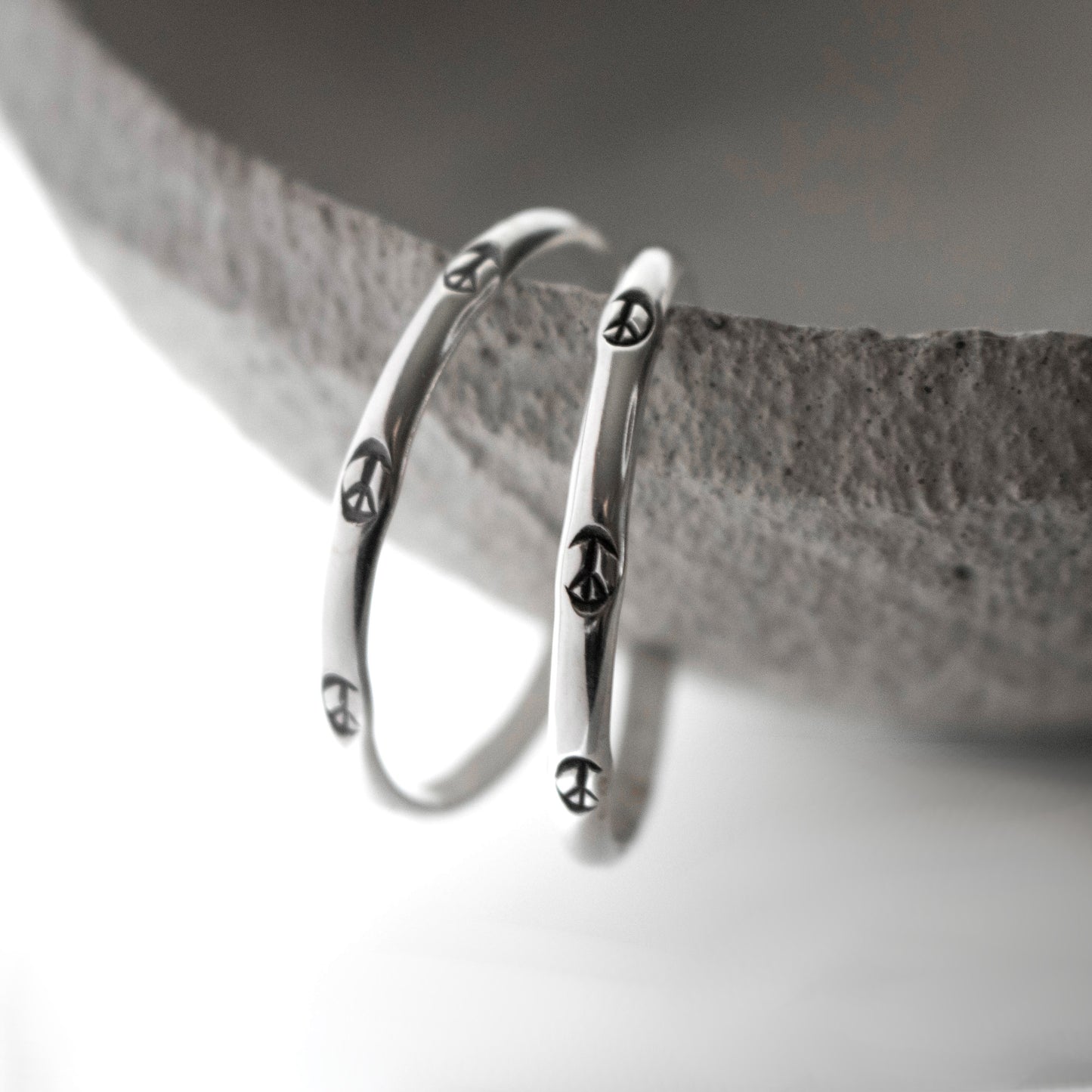 Sterling Silver Peace Hoop Earrings-Womens-LittleGreenRoomJewelry-LittleGreenRoomJewelry