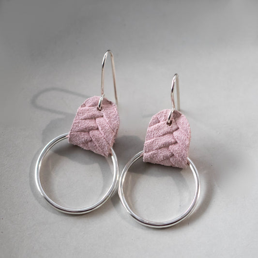 Pretty In Pink Leather Hoop Earrings-Womens-LittleGreenRoomJewelry-LittleGreenRoomJewelry