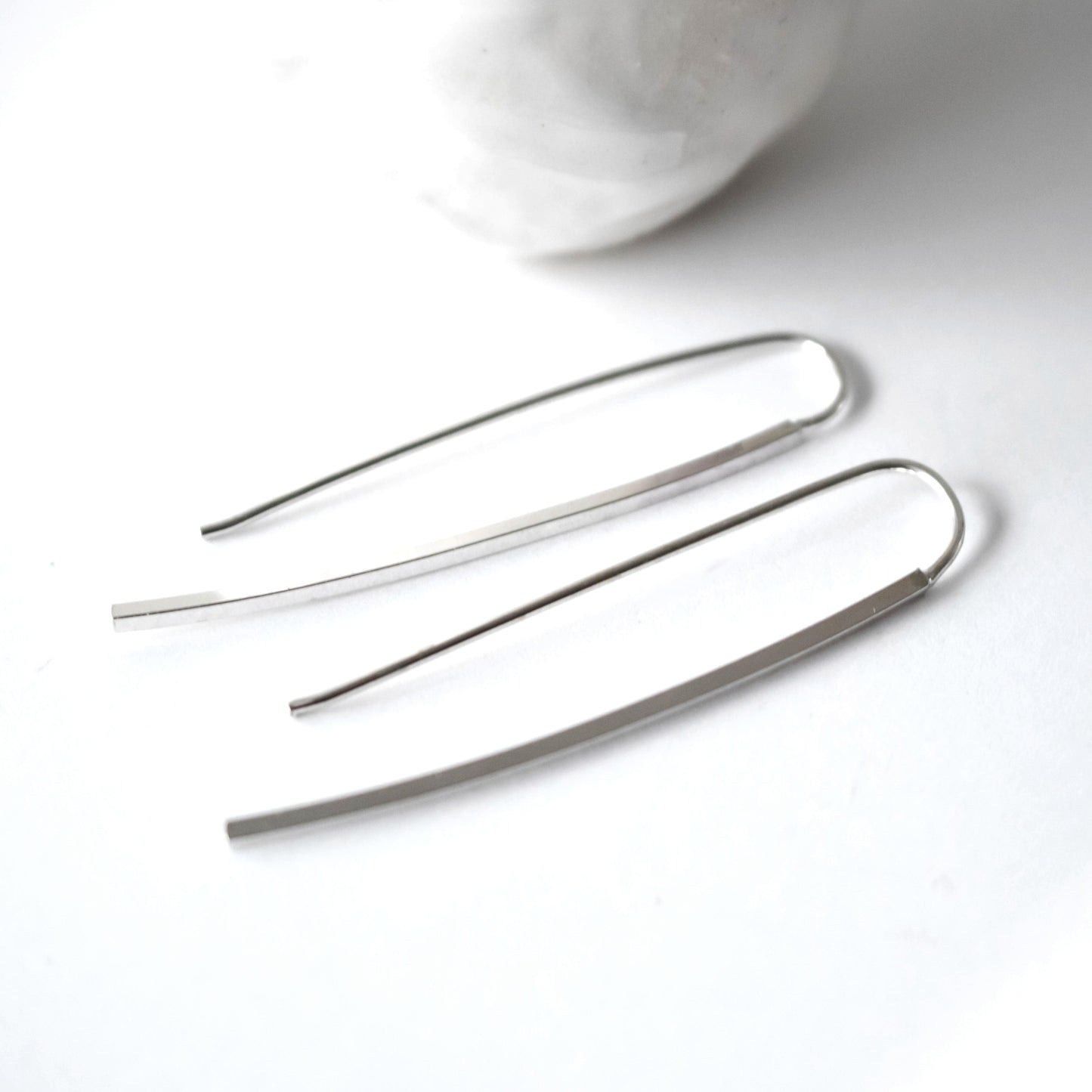 Minimalist Sterling Silver Reflective Bar Earrings-Womens-LittleGreenRoomJewelry-LittleGreenRoomJewelry