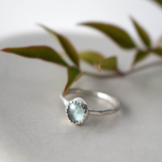 Aqua Kyanite Size 5.5 Stacking Ring-Womens-LittleGreenRoomJewelry-LittleGreenRoomJewelry