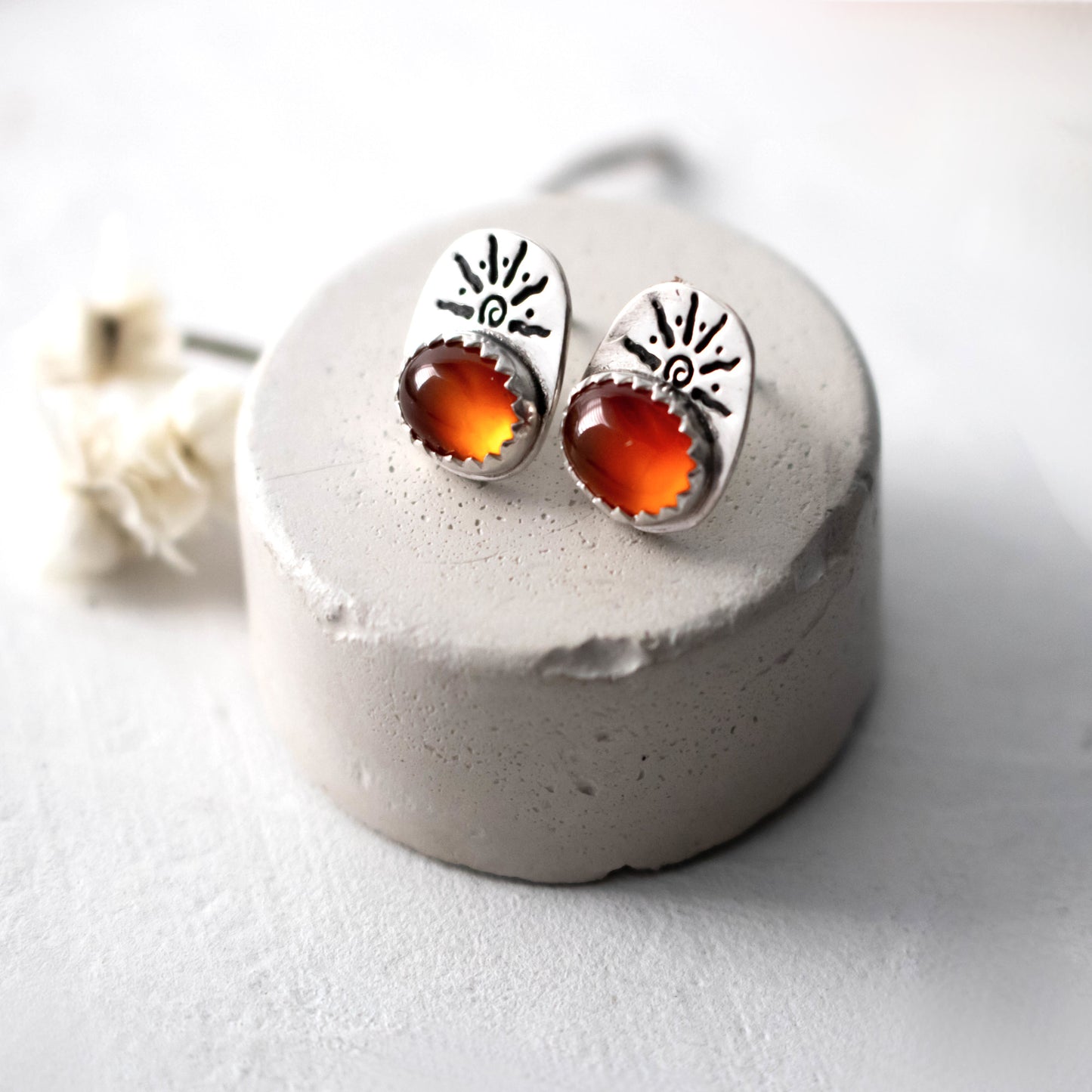 Summer Sunset Carnelian Stud Earrings-Womens-LittleGreenRoomJewelry-LittleGreenRoomJewelry