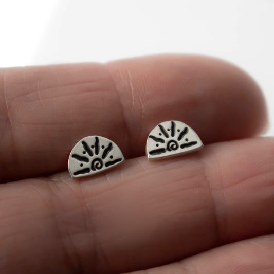 Boho Sun Sterling Silver Stud Earrings-Womens-LittleGreenRoomJewelry-LittleGreenRoomJewelry