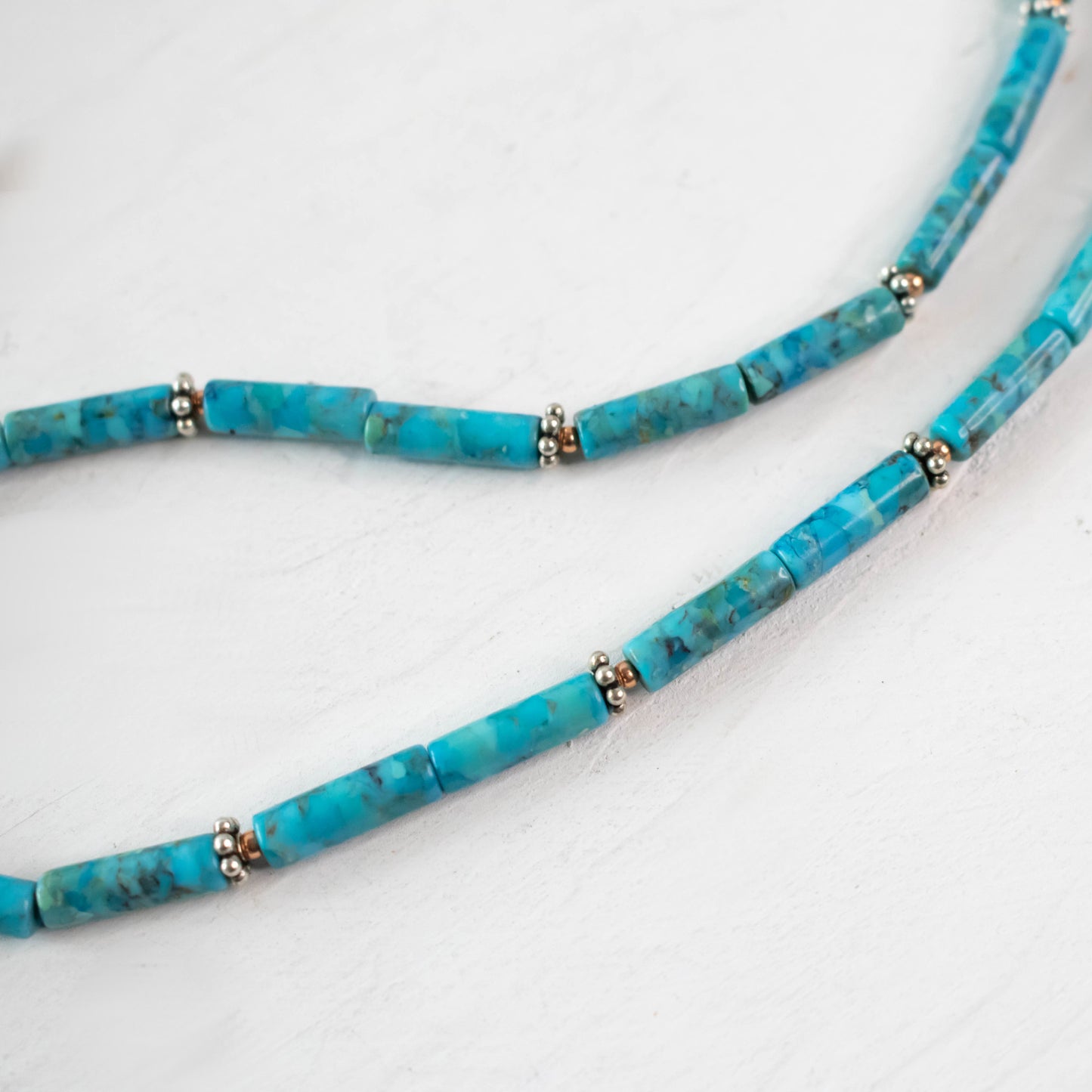 Blue Turquoise Copper Floral Southwest Necklace-Womens-LittleGreenRoomJewelry-LittleGreenRoomJewelry