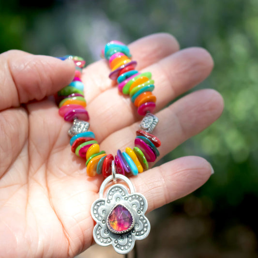 Summer Punch Aurora Opal Necklace-Womens-LittleGreenRoomJewelry-LittleGreenRoomJewelry