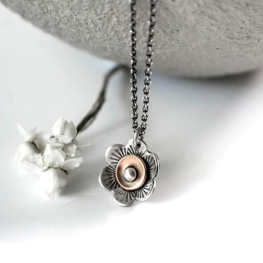 Mixed Metal Blossom Necklace-Womens-LittleGreenRoomJewelry-LittleGreenRoomJewelry