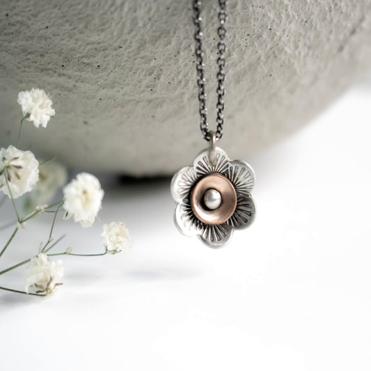 Mixed Metal Blossom Necklace-Womens-LittleGreenRoomJewelry-LittleGreenRoomJewelry