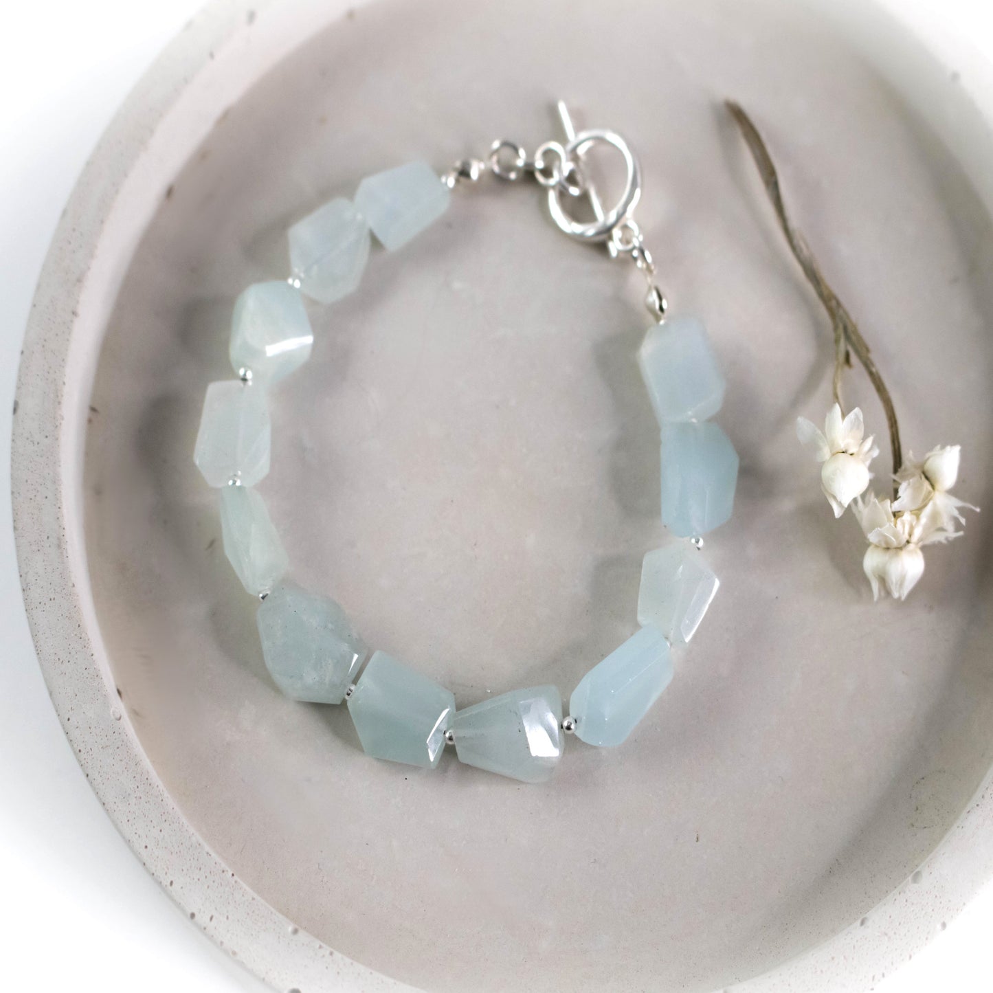 Organic Aquamarine Chunky Stone Bracelet-Womens-LittleGreenRoomJewelry-LittleGreenRoomJewelry