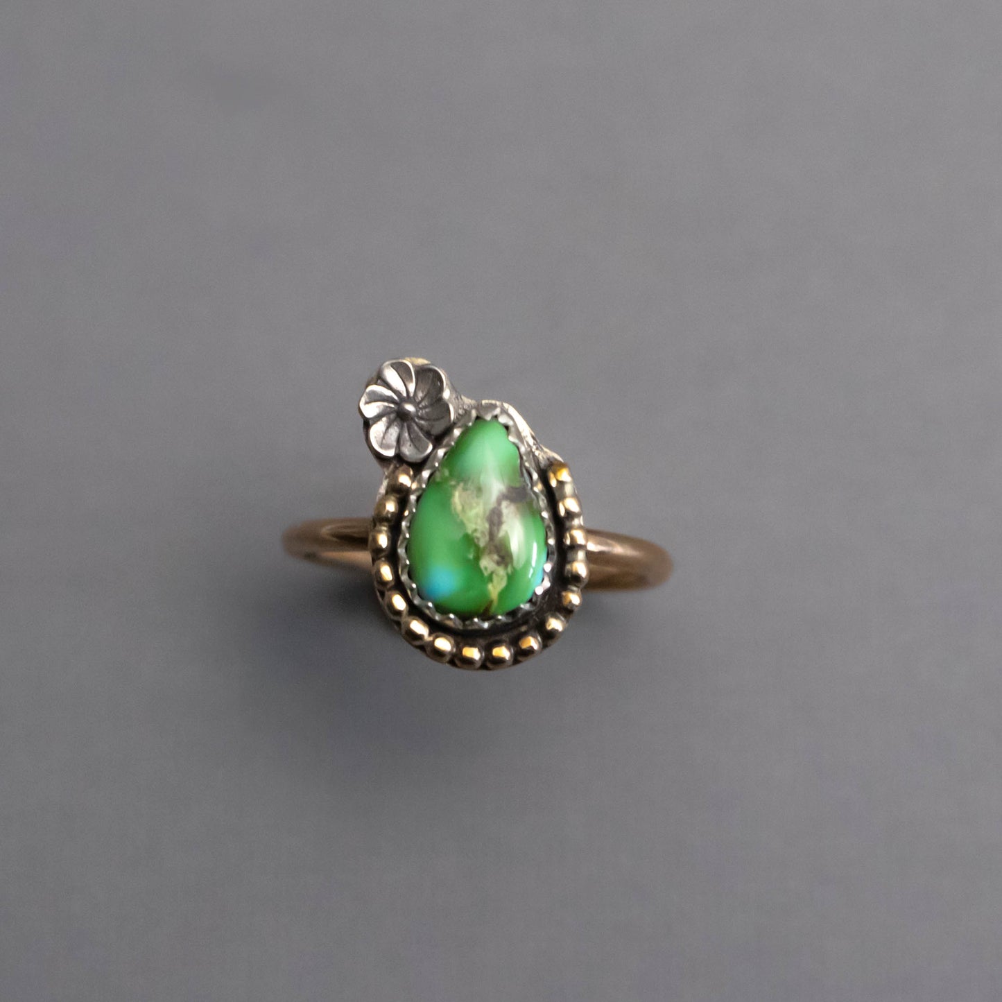 Green Sonoran Gold Turquoise Ring-Womens-LittleGreenRoomJewelry-LittleGreenRoomJewelry