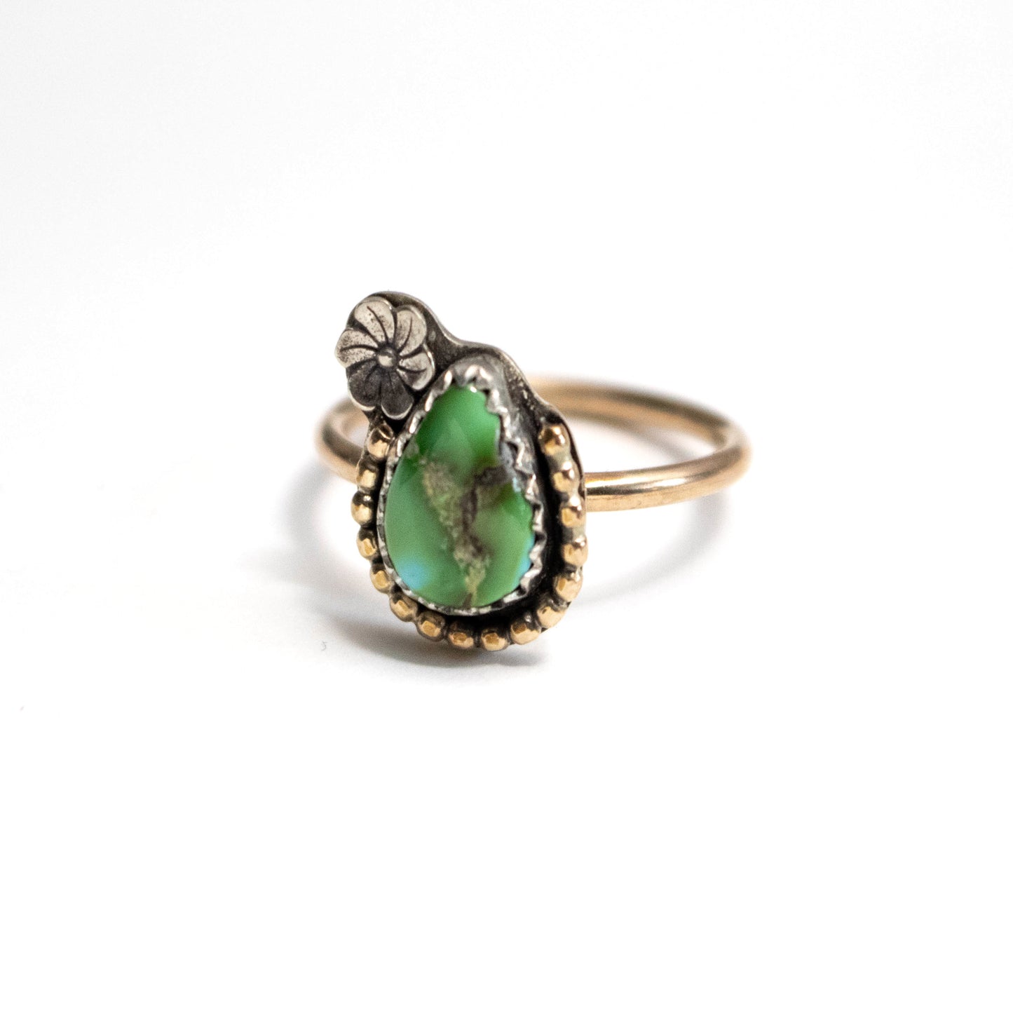 Green Sonoran Gold Turquoise Ring-Womens-LittleGreenRoomJewelry-LittleGreenRoomJewelry