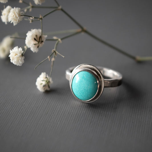 Round Kingman Turquoise Ring-Womens-LittleGreenRoomJewelry-LittleGreenRoomJewelry