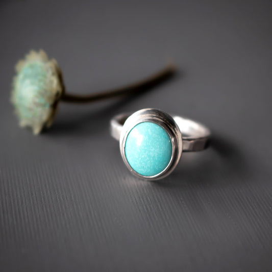 Round Kingman Turquoise Ring-Womens-LittleGreenRoomJewelry-LittleGreenRoomJewelry