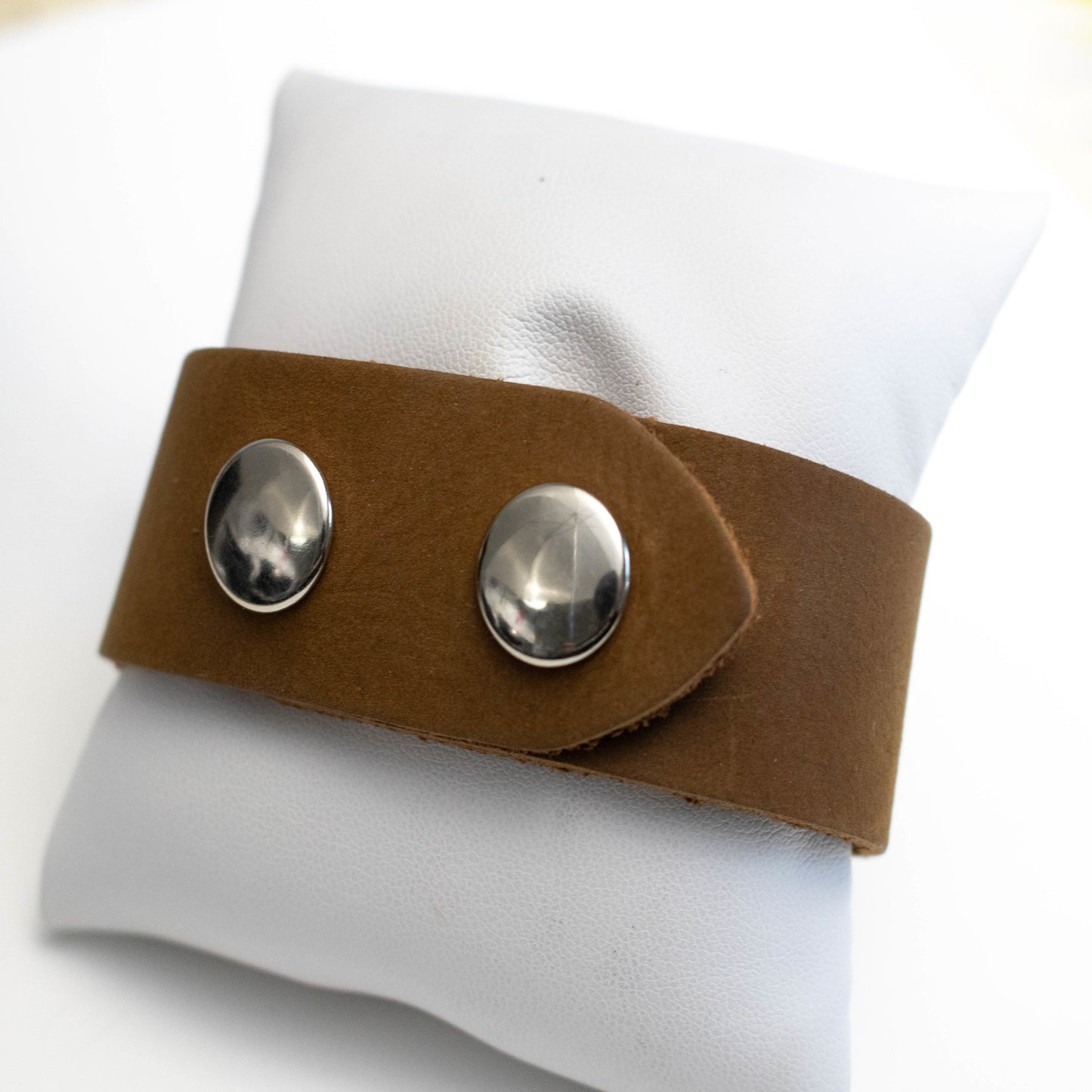 Trendy Brown Leather Cuff Bracelet-Womens-LittleGreenRoomJewelry-LittleGreenRoomJewelry