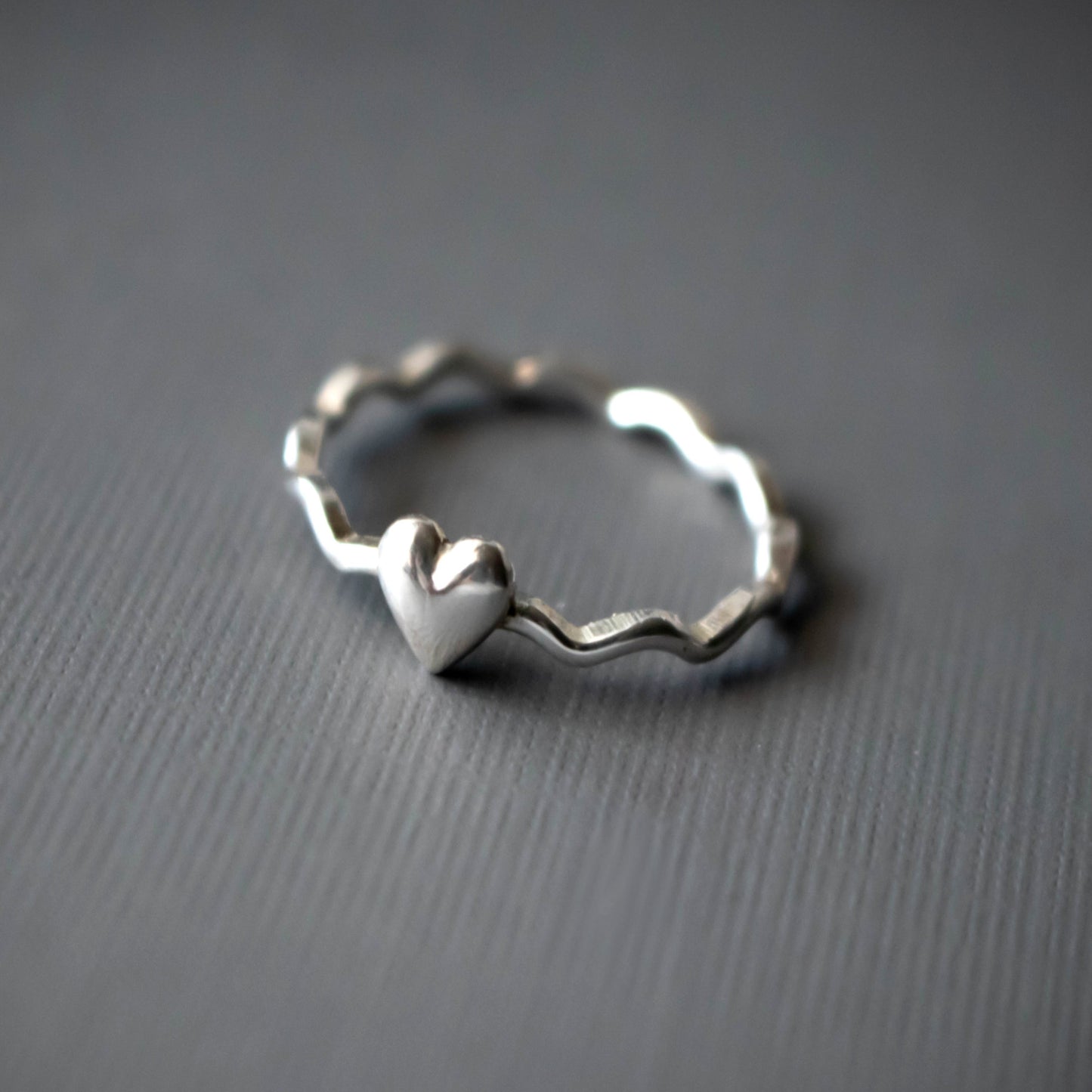 Remember Me Wavy Sterling Silver Heart Stacking Ring