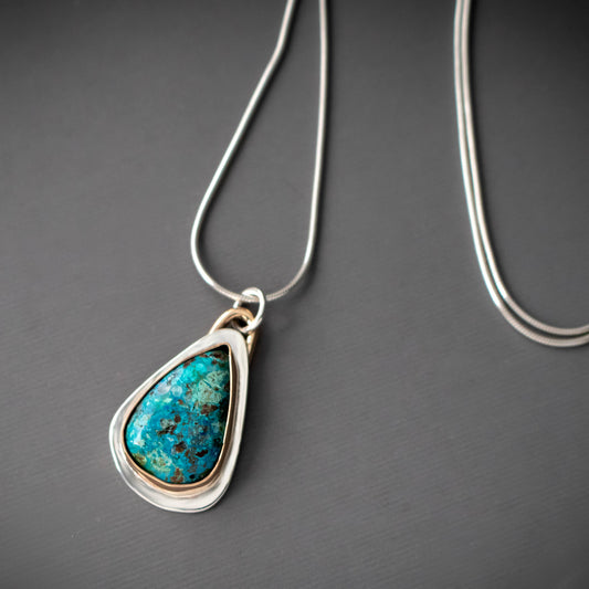 Blue Shattuckite Teardrop Necklace-womens-LittleGreenRoomJewelry-LittleGreenRoomJewelry