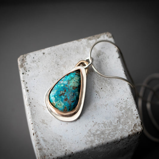 Blue Shattuckite Teardrop Necklace-womens-LittleGreenRoomJewelry-LittleGreenRoomJewelry