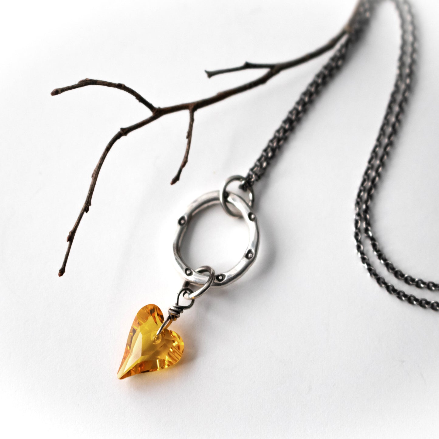 Sunshine Yellow Swarovski Crystal Heart Necklace-Womens-LittleGreenRoomJewelry-LittleGreenRoomJewelry