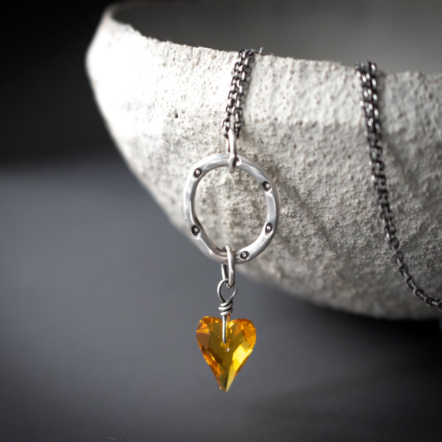 Sunshine Yellow Swarovski Crystal Heart Necklace-Womens-LittleGreenRoomJewelry-LittleGreenRoomJewelry