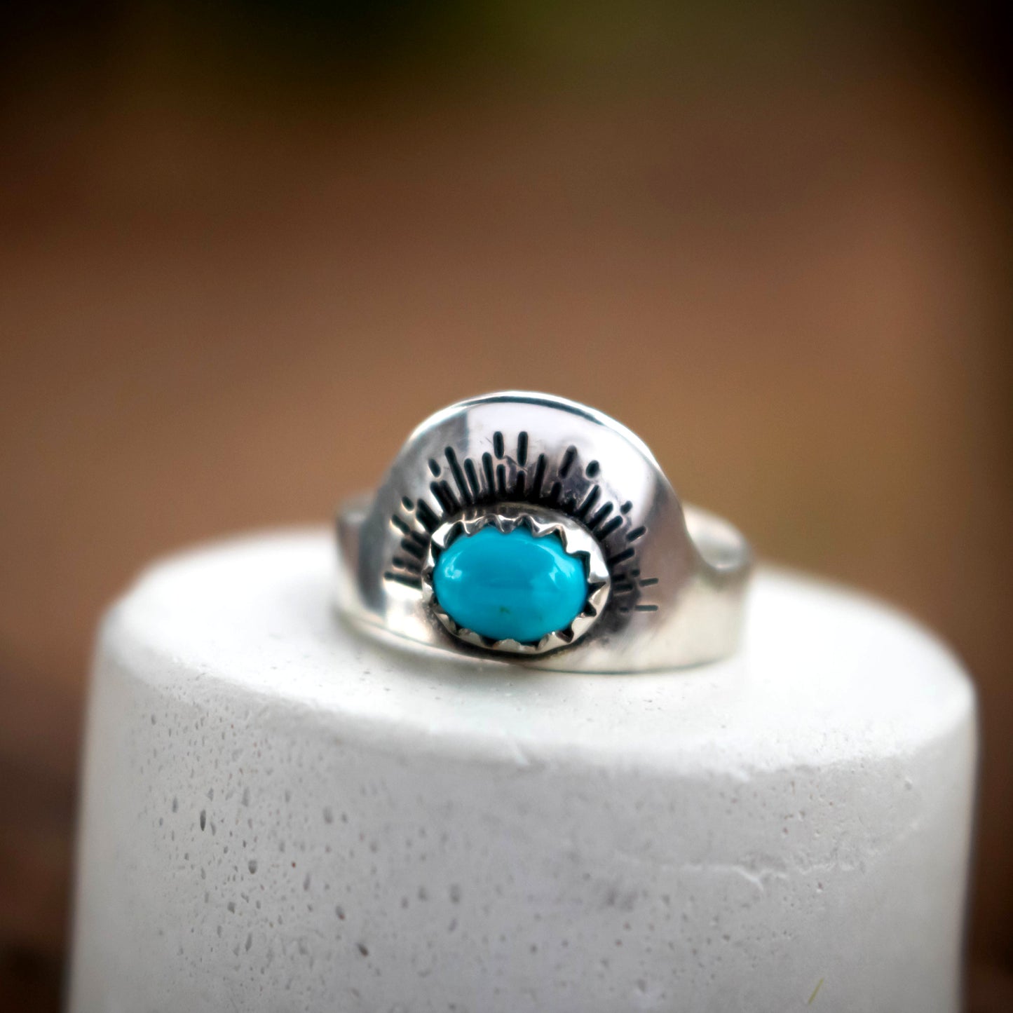 Sierra Bella Rising Sun Turquoise Stacking Ring In Sterling Silver-Womens-LittleGreenRoomJewelry-LittleGreenRoomJewelry