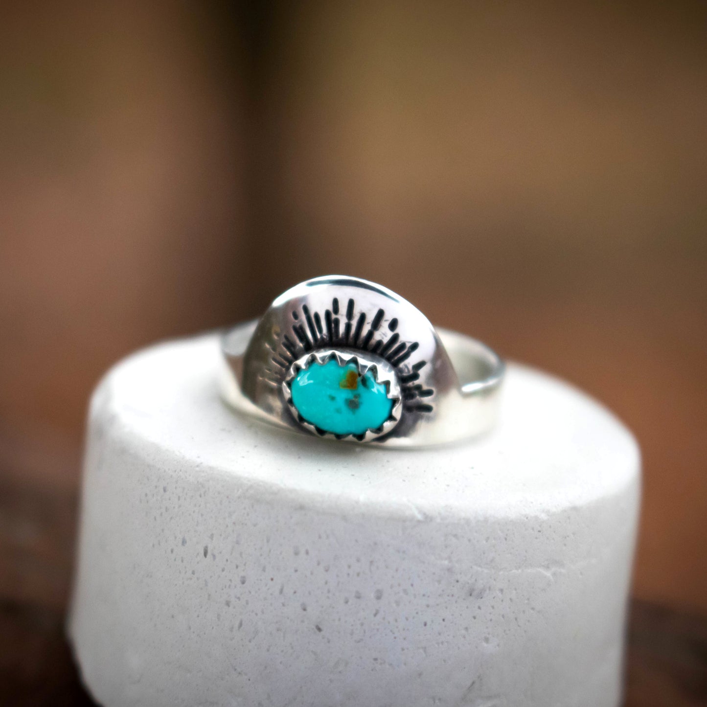 Sierra Bella Rising Sun Turquoise Stacking Ring In Sterling Silver-Womens-LittleGreenRoomJewelry-LittleGreenRoomJewelry