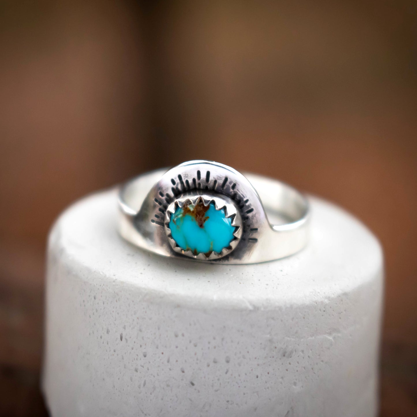 Sierra Bella Rising Sun Turquoise Stacking Ring In Sterling Silver-Womens-LittleGreenRoomJewelry-LittleGreenRoomJewelry