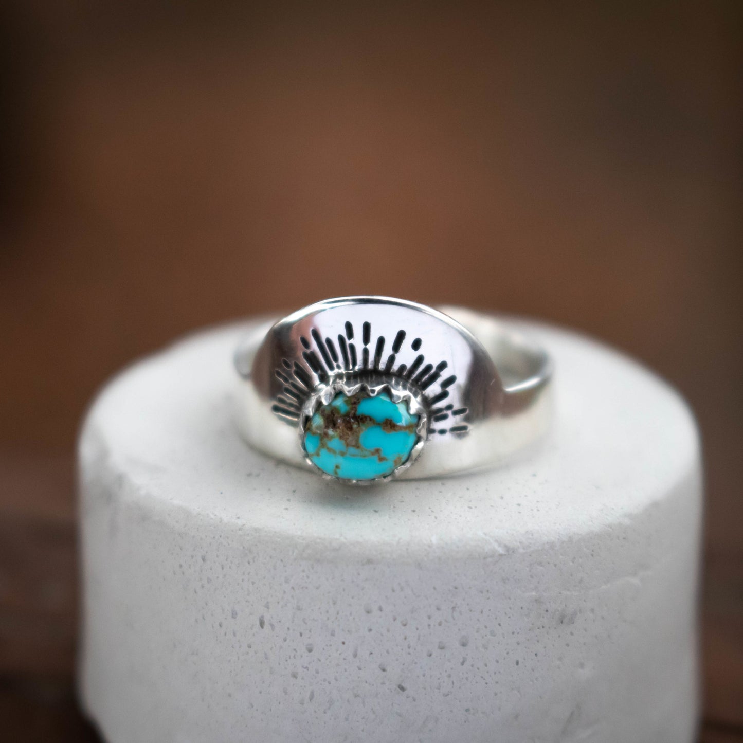 Sierra Bella Rising Sun Turquoise Stacking Ring In Sterling Silver-Womens-LittleGreenRoomJewelry-LittleGreenRoomJewelry